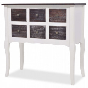 Dulap consola cu 6 sertare, maro si alb, lemn - V240402V - Img 2
