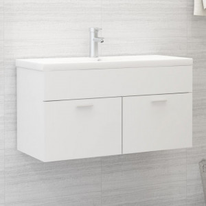 Dulap cu chiuvetă încorporată, alb, lemn prelucrat - V3070838V - Img 2