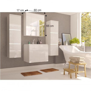 Dulap cu oglindă, alb cu lucios, 60x17x65 cm - TP186889 - Img 4