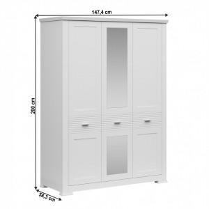 Dulap cu trei uşi cu oglindă, alb - TP303534 - Img 4