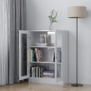 Dulap cu vitrina, alb extralucios, 82,5 x 30,5 x 115 cm, PAL - V802756V - Img 3