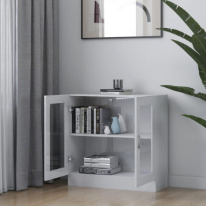 Dulap cu vitrina, alb extralucios, 82,5 x 30,5 x 80 cm, PAL - V802747V - Img 3