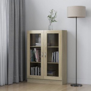 Dulap cu vitrina, stejar Sonoma, 82,5 x 30,5 x 115 cm, PAL - V802753V