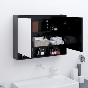 Dulap de baie cu oglindă, antracit, 80x15x60 cm, MDF - V331536V - Img 2