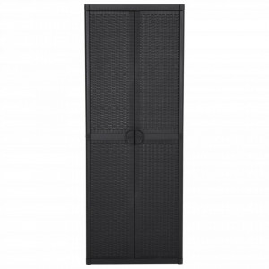 Dulap de depozitare pentru grădină negru 65x45x172 cm PP ratan - V151237V