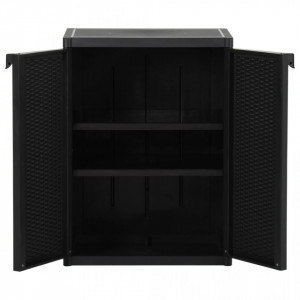 Dulap de depozitare pentru grădină, negru, 65x45x88 cm PP ratan - V151236V - Img 4