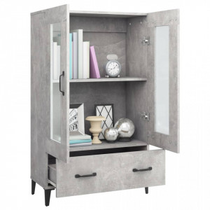 Dulap înalt, gri beton, 70x31x115 cm, lemn compozit - V812559V - Img 4