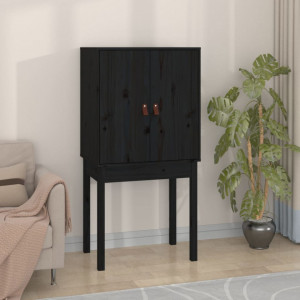 Dulap înalt, negru, 60x40x120 cm, lemn masiv de pin - V821748V - Img 3