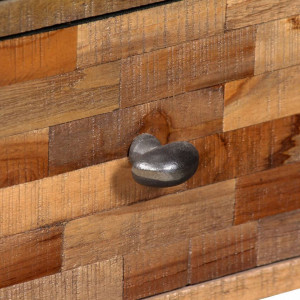 Dulap lateral cu 6 sertare, Tec masiv reciclat 70x30x76 cm - V245405V - Img 4
