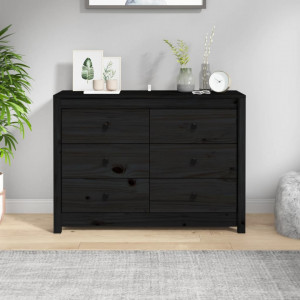 Dulap lateral, negru, 100x40x72 cm, lemn masiv de pin - V821768V - Img 2