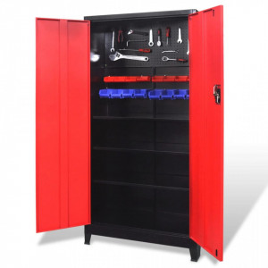 Dulap scule cu 2 usi, otel, 90 x 40 x 180 cm, negru si rosu - V20158V - Img 3