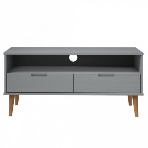 Dulap TV gri, 106x40x49 cm, lemn masiv de pin - V350533V - Img 4