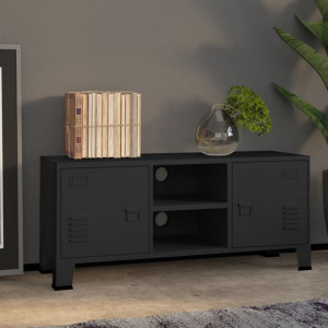 Dulap TV industrial, negru, 105x35x42 cm, metal - V339618V - Img 2