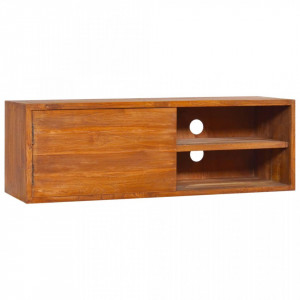 Dulap TV montat pe perete, 90x30x30 cm, lemn masiv de tec - V289084V - Img 2