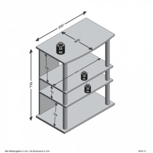 FMD Raft TV / Hi-Fi cu 3 compartimente, 65x40x79,2cm, stejar - V428801V - Img 4