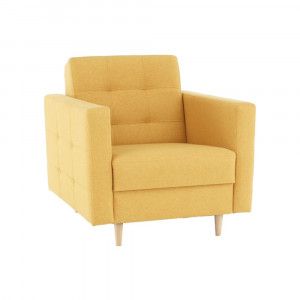 Fotoliu complet tapiţat, material textil muştar, 88x90x95 cm - TP209300 - Img 1