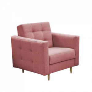 Fotoliu complet tapiţat, material textil roz învechit, 88x90x95 cm - TP263343 - Img 1