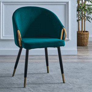 Fotoliu design, ţesătură de catifea smarald / crom auriu - TP297900 - Img 3