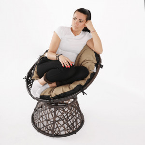 Fotoliu rotativ, scaun pivotant cu pernă, maro, 78x75x80 cm - TP258664 - Img 18