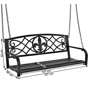 Leagăn metalic de grădină, negru, 127 cm - TP276423 - Img 2