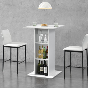 Masa bar Visby A, 70 x 70 x 110cm, PAL melaminat, alb, cu 3 rafturi - P69369743