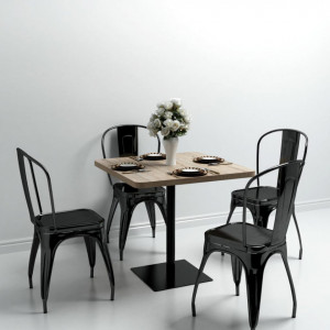 Masa bistro, MDF si otel, patrata, 80x80x75 cm, culoare stejar - V245614V - Img 2