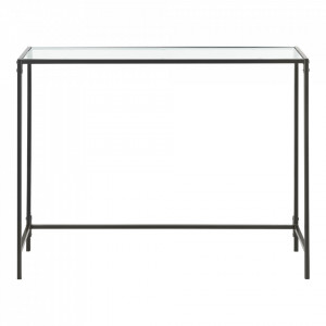 Masa consola, 100 x 35 x 80 cm, otel/sticla negru - P73684473 - Img 4