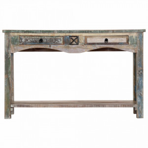 Masa consola, 120 x 40 x 75 cm, lemn masiv reciclat - V247925V - Img 3