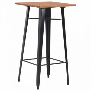 Masa de bar, negru, 60x60x108 cm, otel si lemn masiv de pin - V280082V