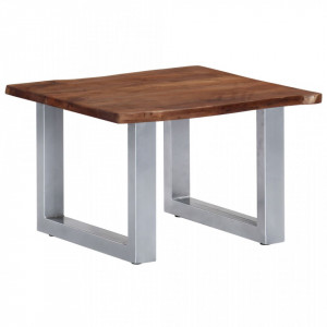 Masa de cafea, muchii naturale, 60x60x40 cm, lemn masiv acacia - V247826V
