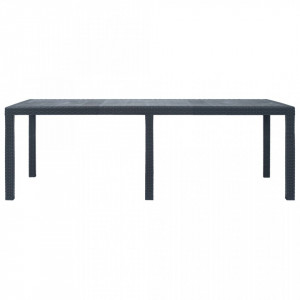 Masă de grădină, antracit, 220x90x72 cm , plastic, aspect ratan - V45608V - Img 3