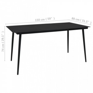 Masă de grădină, negru, 150 x 80 x 74 cm, oțel și sticlă - V312158V - Img 4
