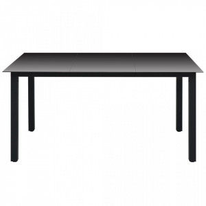 Masa de gradina, negru, 150 x 90 x 74 cm, aluminiu si sticla - V42788V - Img 2