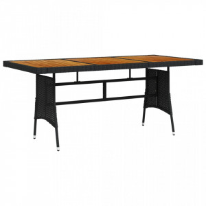 Masă de grădină negru 160x70x72 cm poliratan/lemn masiv acacia - V318694V - Img 2
