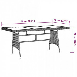 Masă de grădină negru 160x70x72 cm poliratan/lemn masiv acacia - V318694V - Img 4