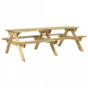 Masă de picnic cu bănci, 220x122x72 cm, lemn de pin tratat - V318399V - Img 2