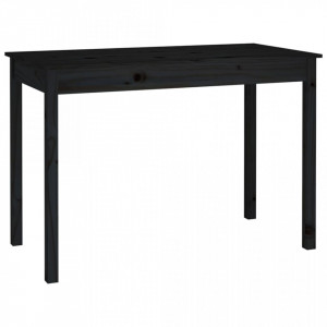 Masă de sufragerie, negru, 110x55x75 cm, lemn masiv de pin - V814253V - Img 1