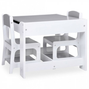 Masă pentru copii, cu 2 scaune, alb, MDF - V80283V - Img 4