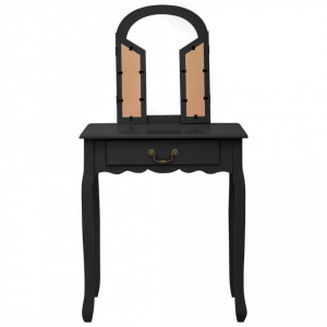 Masa toaleta cu taburet negru 65x36x128 cm lemn paulownia MDF - V289336V - Img 4