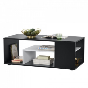 Masuta cafea cu 1 raft incorporat negru/alb - P73161287