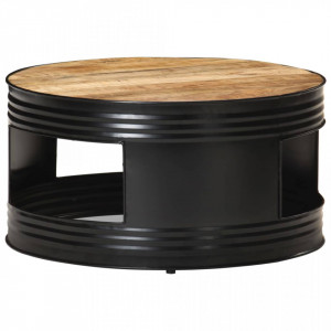 Masuta de cafea, negru, 68x68x36 cm, lemn masiv brut de mango - V321931V