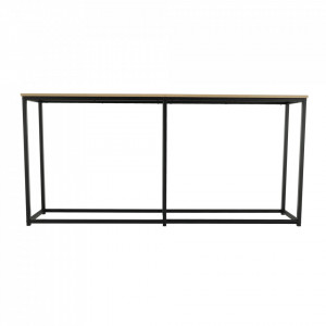 Măsuţă, masă tip consolă în stil industrial, stejar și negru, 160x30x75 cm - TP281267 - Img 13