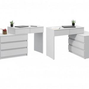 MBBIA3 - Birou stanga/dreapta, 115/130 cm, masa de calculator drept sau pe colt cu 5 sertare, office - Alb - Img 2