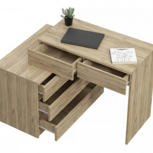 MBBIAR3 - Birou stanga/dreapta, 115/130 cm, masa de calculator drept sau pe colt cu 5 sertare, office - Stejar - Img 4