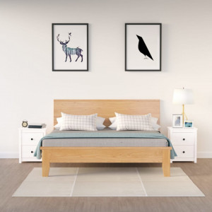 Noptiere, 2 buc., alb, 50x35x61,5 cm, lemn masiv de pin - V813682V - Img 2