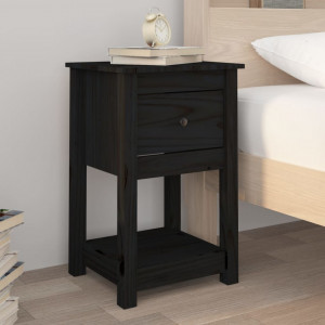 Noptiere, 2 buc., negru, 40x35x61,5 cm, lemn masiv de pin - V821738V - Img 3