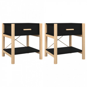 Noptiere, 2 buc., negru, 42x38x45 cm, lemn compozit - V345657V - Img 1