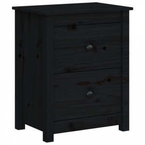 Noptiere, 2 buc., negru, 50x35x61,5 cm, lemn masiv de pin - V813688V - Img 3