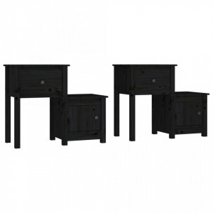 Noptiere, 2 buc., negru, 79,5x38x65,5 cm, lemn masiv de pin - V814548V - Img 1