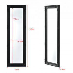 Oglinda de perete, 132 x 42 x 3,5 cm, lemn, negru - P70635188 - Img 7